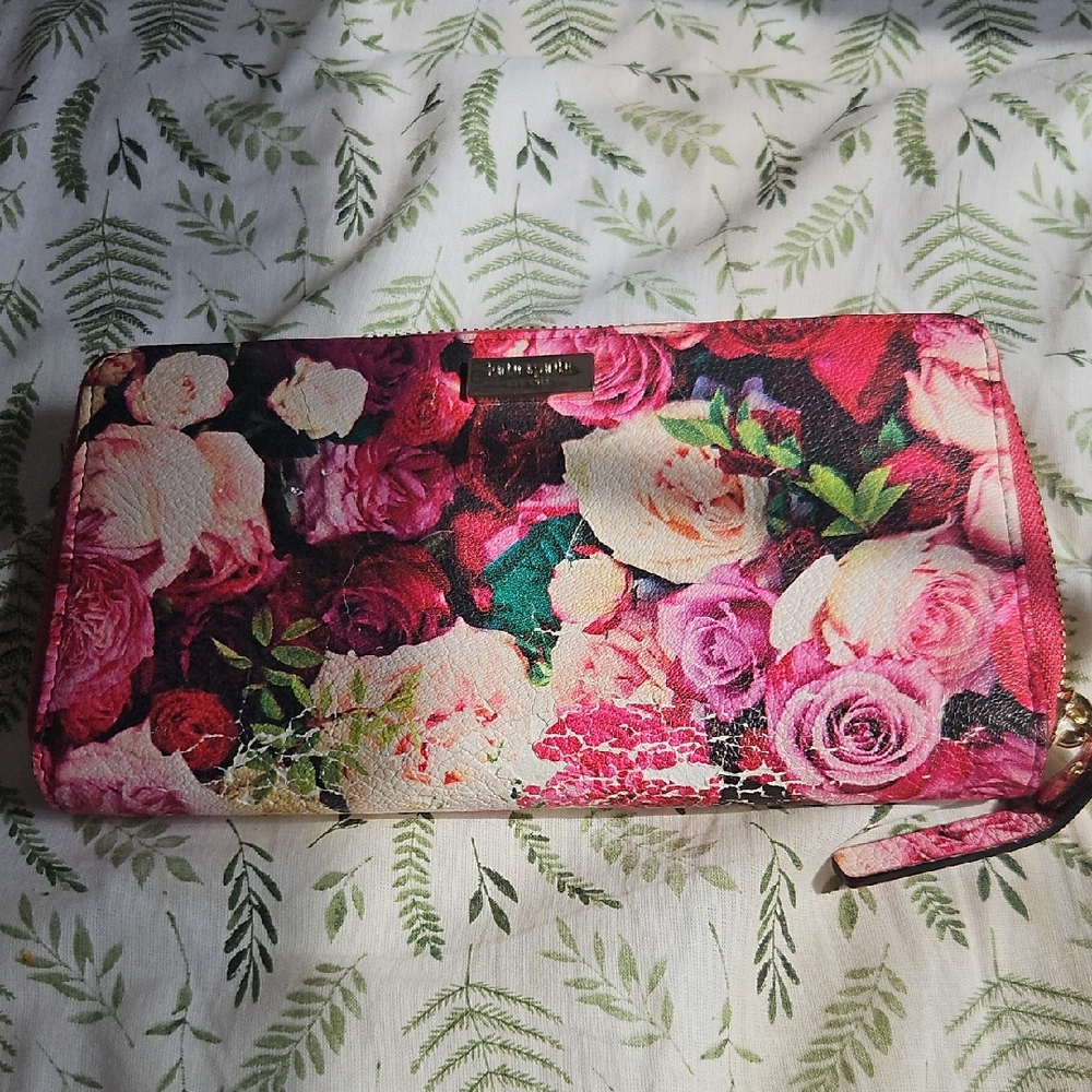 KATE SPADE Floral Print Zip-Around Wristlet Wallet - Pink